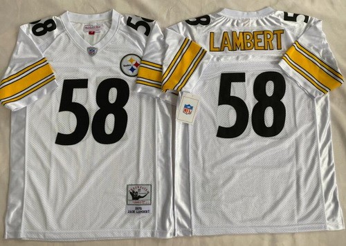 Pittsburgh Steelers #58 Jack Lambert White 1975 Throwback Jersey