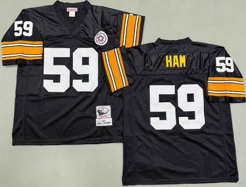 Pittsburgh Steelers #59 Jack Ham Black 1975 Throwback Jersey