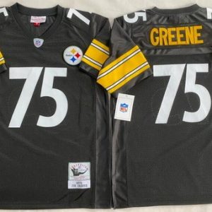 Pittsburgh Steelers #75 Joe Greene Black 1975 Throwback Jersey