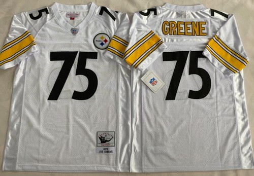 Pittsburgh Steelers #75 Joe Greene White 1975 Throwback Jersey