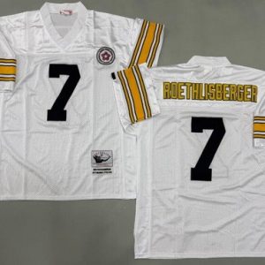 Pittsburgh Steelers #7 Ben Roethlisberger White Throwback Jersey
