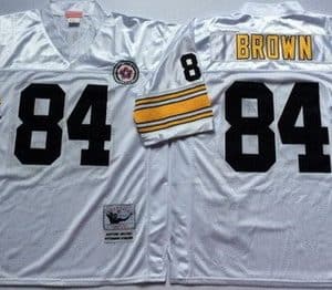 Pittsburgh Steelers #84 Antonio Brown White Throwback Jersey