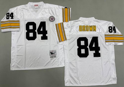 Pittsburgh Steelers #84 Antonio Brown White Throwback Jersey