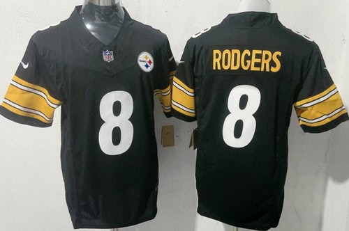 Pittsburgh Steelers #8 Aaron Rodgers Limited Black FUSE Vapor Jersey