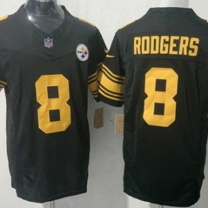 Pittsburgh Steelers #8 Aaron Rodgers Limited Black Throwback FUSE Vapor Jersey