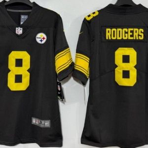 Pittsburgh Steelers #8 Aaron Rodgers Limited Black Throwback Vapor Jersey