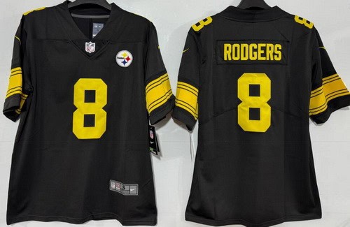 Pittsburgh Steelers #8 Aaron Rodgers Limited Black Throwback Vapor Jersey
