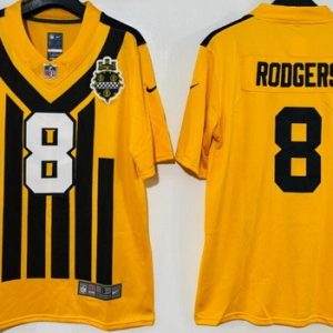 Pittsburgh Steelers #8 Aaron Rodgers Limited Yellow Throwback Vapor Jersey