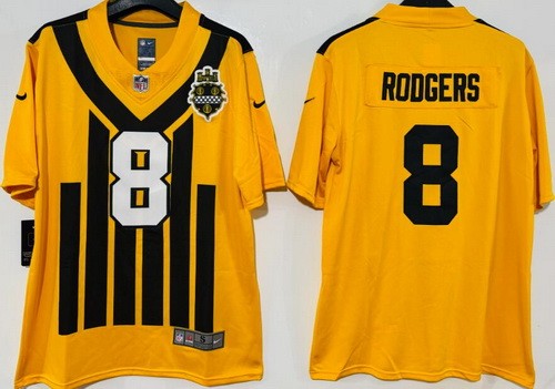 Pittsburgh Steelers #8 Aaron Rodgers Limited Yellow Throwback Vapor Jersey