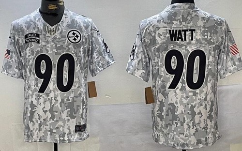 Pittsburgh Steelers #90 TJ Watt Limited Arctic Camo 2024 Salute to Service Jersey
