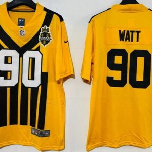 Pittsburgh Steelers #90 TJ Watt Limited Yellow Throwback Vapor Jersey