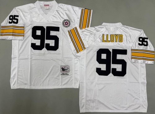 Pittsburgh Steelers #95 Greg Lloyd White Throwback Jersey