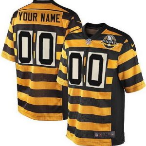 Pittsburgh Steelers Customized Elite Black Yellow 80th Anniversary Jersey
