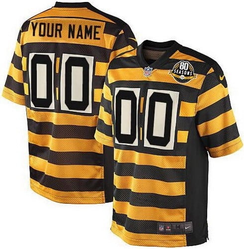 Pittsburgh Steelers Customized Elite Black Yellow 80th Anniversary Jersey