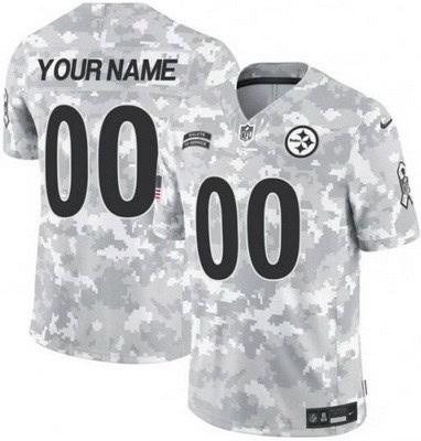 Pittsburgh Steelers Customized Limited Arctic Camo 2024 Salute to Service Jersey