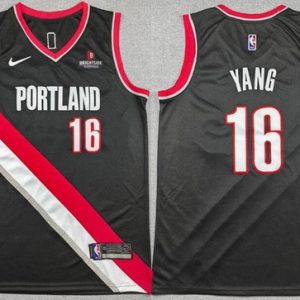 Portland Trail Blazers #16 Yang Hansen Black Sponsor Swingman Jersey
