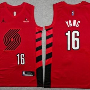 Portland Trail Blazers #16 Yang Hansen Red Statement Sponsor Swingman Jersey