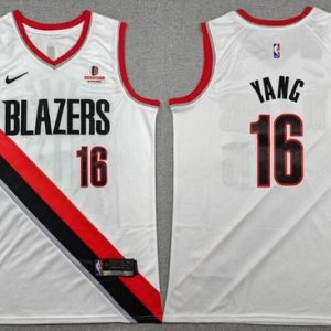 Portland Trail Blazers #16 Yang Hansen White Sponsor Swingman Jersey