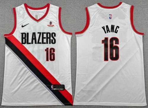 Portland Trail Blazers #16 Yang Hansen White Sponsor Swingman Jersey