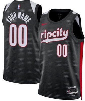 Portland Trail Blazers Custom Black 2024 City Heat Press Jersey