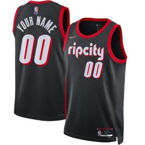Portland Trail Blazers Custom Black City Diamond 75th Icon Hot Press Jersey