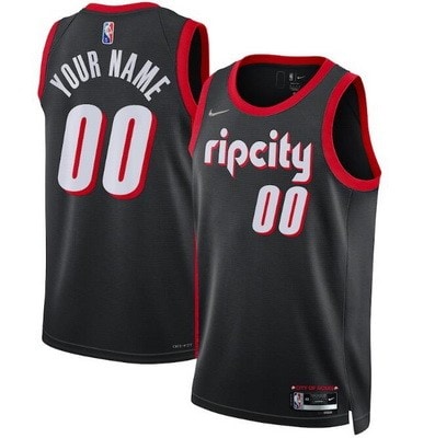 Portland Trail Blazers Custom Black City Diamond 75th Icon Hot Press Jersey
