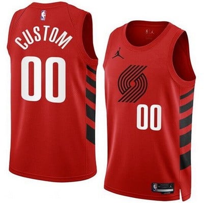 Portland Trail Blazers Custom Red 2022 Statement Icon Heat Press Jersey