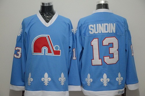 Quebec Nordiques #13 Mats Sundin Light Blue Throwback Jersey