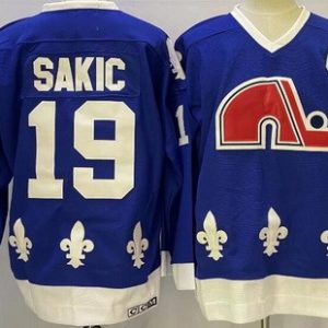 Quebec Nordiques #19 Joe Sakic Blue Throwback Jersey