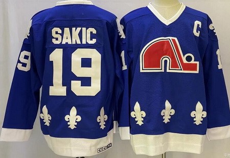 Quebec Nordiques #19 Joe Sakic Blue Throwback Jersey