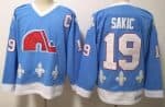 Quebec Nordiques #19 Joe Sakic Light Blue Throwback Jersey