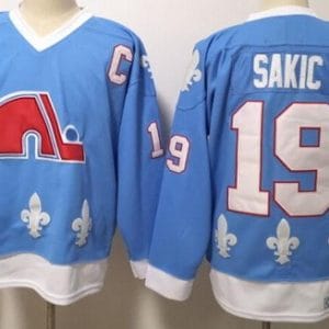 Quebec Nordiques #19 Joe Sakic Light Blue Throwback Jersey