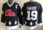 Quebec Nordiques #19 Joe Sakic Navy Throwback Jersey