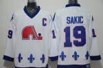 Quebec Nordiques #19 Joe Sakic White Throwback Jersey