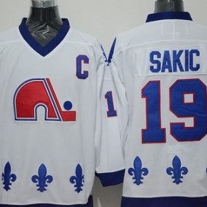 Quebec Nordiques #19 Joe Sakic White Throwback Jersey