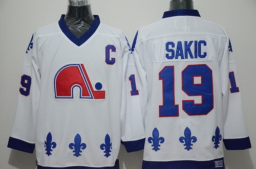 Quebec Nordiques #19 Joe Sakic White Throwback Jersey