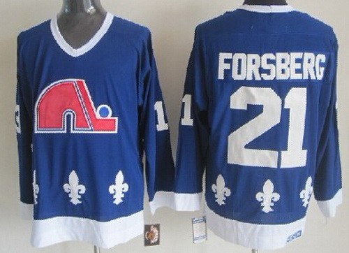 Quebec Nordiques #21 Peter Forsberg Blue Throwback Jersey