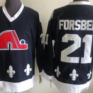 Quebec Nordiques #21 Peter Forsberg Navy Throwback Jersey