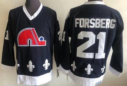 Quebec Nordiques #21 Peter Forsberg Navy Throwback Jersey