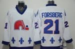 Quebec Nordiques #21 Peter Forsberg White Throwback Jersey