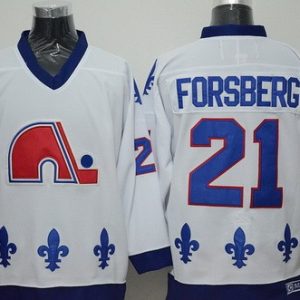 Quebec Nordiques #21 Peter Forsberg White Throwback Jersey