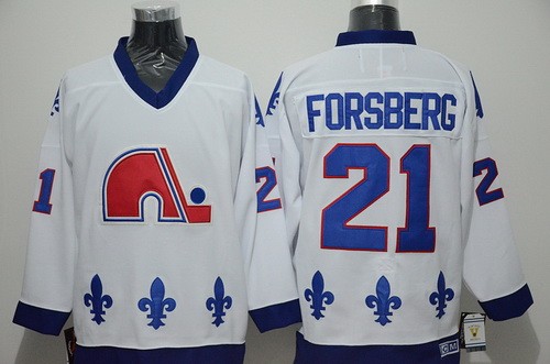 Quebec Nordiques #21 Peter Forsberg White Throwback Jersey