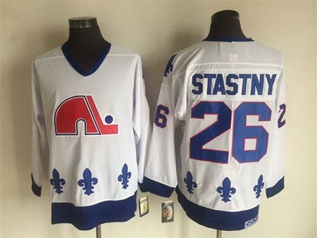 Quebec Nordiques #26 Peter Stastny White Throwback Jersey