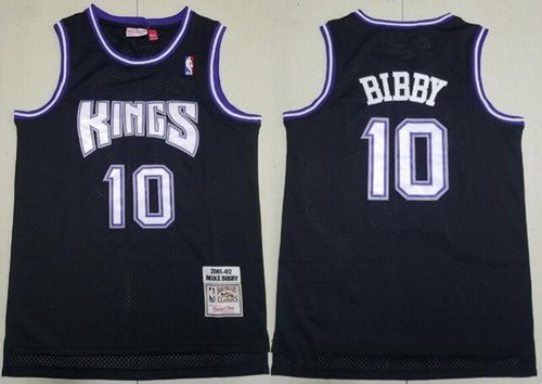 Sacramento Kings #10 Mike Bibby Black 2001 Throwback Swingman Jersey