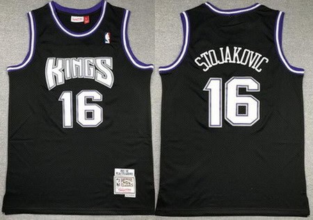 Sacramento Kings #16 Peja Stojakovic Black 2001 Throwback Swingman Jersey