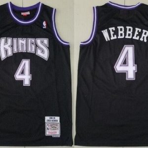 Sacramento Kings #4 Chris Webber Black 1998 Throwback Swingman Jersey