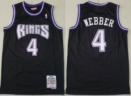 Sacramento Kings #4 Chris Webber Black 1998 Throwback Swingman Jersey