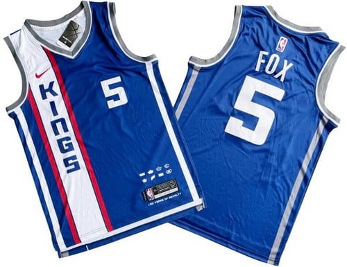 Sacramento Kings #5 De'Aaron Fox Blue 2023 City Icon Swingman Jersey