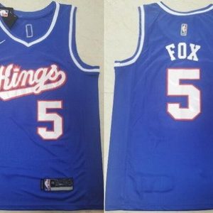 Sacramento Kings #5 De'Aaron Fox Blue Hardwood Classics Icon Swingman Jersey