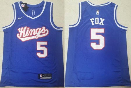 Sacramento Kings #5 De'Aaron Fox Blue Hardwood Classics Icon Swingman Jersey